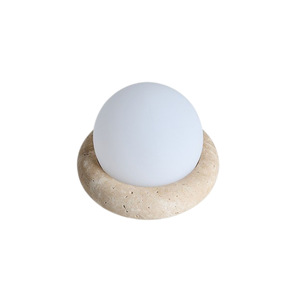 Cream Colored Rechargeable Night Light For Bedroom Nursery With <b>Remote</b> <b>Control</b> Yellow Travertine Base 220V - Product Image 4