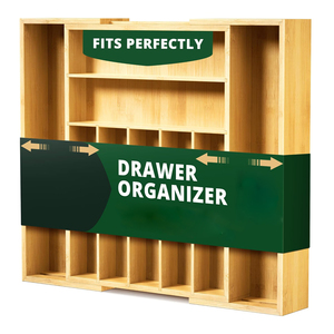 Nuovo vassoio <span class=keywords><strong>posate</strong></span> flessibile di bambù <span class=keywords><strong>cassetto</strong></span> Organizer argenteria Organizer utensile per uso cucina - Product Image 1