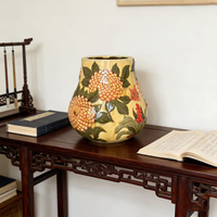 Vase cylindrique en céramique artisanale LG Yixing Jun Tao, écologique, avec décoration florale empilée, capacité de 2 L, pour usage domestique