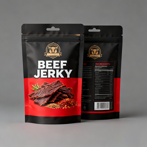 Sachet alimentaire refermable en plastique laminé avec logo imprimé numérique personnalisé pour bœuf séché - Product Image 2