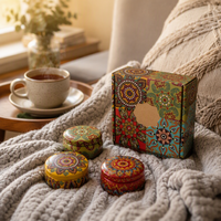 Coffret Cadeau de Bougies Parfumées Artisanales en Cire de Soja, 4 Pièces, en Boîtes Métalliques, Aromathérapie, Décoration d'Intérieur, Cadeau de Fêtes, Vente en Gros, Noël, Moderne