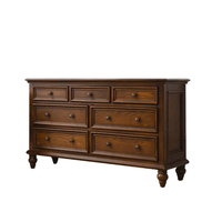 Commode de chambre à coucher de style accentué en bois, commode à tiroirs larges pour mobilier de chambre à coucher, usage domestique