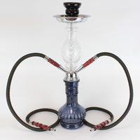 Chicha arabe en métal givré à double/quatre tuyaux de taille moyenne, ensemble complet pour fumer, style moderne et minimaliste