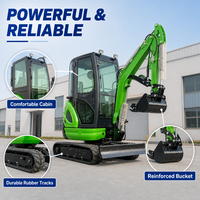 Mini-pelleuse industrielle de 2 tonnes avec moteur Euro 5 et cabine pour l'agriculture, la construction, les travaux de construction, outil performant