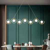 Joli luminaire suspendu en verre doré G9 à 7 lumières pour plafond haut, idéal pour cuisine, restaurant, bar, décoration intérieure, certifié CE RoHS
