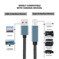 Câble d'imprimante USB 2.0 Type-C vers Type-B haute vitesse avec gaine en nylon pour scanner de codes-barres et imprimante