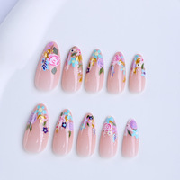 Lot de 24 faux ongles longs style punk, effet œil de chat, forme ballerine, à presser, avec diamants brillants et paillettes, personnalisables pour nail art