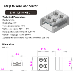 2-pin 8 mét 10 mét solderless <span class=keywords><strong>LED</strong></span> Tape ánh sáng kết nối trong suốt PC <span class=keywords><strong>LED</strong></span> Strip ánh sáng kết nối cho 12V 24V màu duy nhất <span class=keywords><strong>LED</strong></span> Strip - Product Image 3
