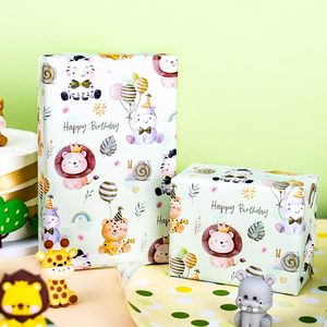Yarcony Baby Animal Wrapping Paper 46.8 Sq Ft Reversible Watercolor Safari Design For Baby Shower Birthday Gift Wrap - Product Image 4