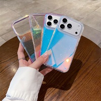 Coque In-Mold Décorative Scintillante pour iPhone 17 Pro Max, Motif Étoilé Laser Bleu Antichoc, Ajustement Précis, Accessoire de Mode