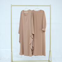 Ensemble Papillon Abaya Loriva avec Robe Longue Intérieure et Manches Longues, Abaya Modeste de l'Aïd, Kaftan Deux Pièces pour Femmes, Dubai 2025, Vente en Gros d'Abayas