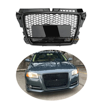 Nouvelle calandre en nid d'abeille pour Audi A3 RS3 2008/2009/2010/2011/2012, style sport, ajustement direct, plastique ABS avec cadre inférieur