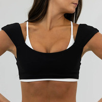 Nouvelle tenue de yoga et de fitness transfrontalière à soutien élevé, col en U, avec coussinets de poitrine intégrés, bretelles croisées, séchage rapide, en tissu Spandex/Nylon