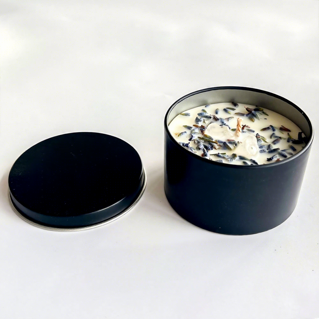 Bougie parfumée à la lavande-sans étiquette-pot noir pur