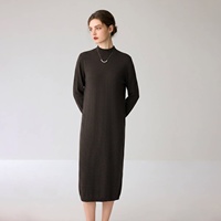 100% Feiner Kaschmir Gestricktes Einfarbiges Schlichtes Kleid Damen Neue Herbst/Winter-Kollektion Halbhoher Kragen Mittellanger Locker Sitzender Basis-Pullover