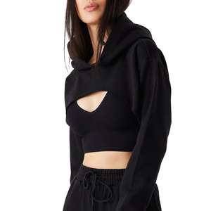 Set personalizzabili corti con cappuccio e Jogger da donna in tre pezzi tute invernali Casual top corti da indossare <span class=keywords><strong>alla</strong></span> <span class=keywords><strong>caviglia</strong></span> - Product Image 3