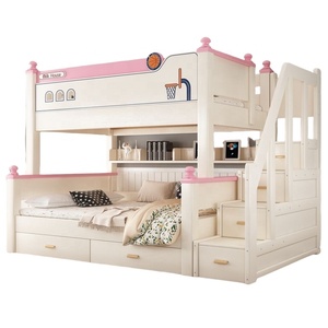 Letti a Castello in Legno Massello Estetici <span class=keywords><strong>per</strong></span> Bambini, Letto a Castello Rosa da Principessa <span class=keywords><strong>per</strong></span> Ragazze, <span class=keywords><strong>Mobili</strong></span> <span class=keywords><strong>per</strong></span> <span class=keywords><strong>Camera</strong></span> da Letto con Scala Contenitore e Materasso Incluso - Product Image 6