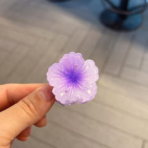 Jepit Rambut Wanita QianJin Model Terbaru 4cm Motif Bunga Hibiscus Hawaii Bentuk Telur Jepit Rambut Berkilau Bentuk Kerang Pantai Plastik Tahan Lama - Product Image 5