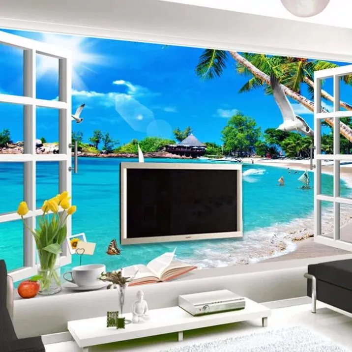 Aldives-fondo personalizado de paisaje costero, papel de pared para TV