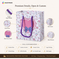 Sacs en forme de bourgeons de roses bleues doux et délicats, sacs cadeaux floraux miniatures, sacs à cordon violets pour la Journée de l'Amitié, directement de l'usine