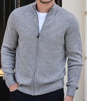 100% cachemire hommes col haut couleur unie automne vêtements de plein air Cardigan pull conception personnalisée