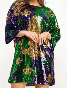 Nouvelle-Orléans Mardi Gras Vêtements Mardi Gras Robe Jersey Dames Vacances Gros Mardi Reine De Mardi Tenues Costumes Pour Femmes - Product Image 2