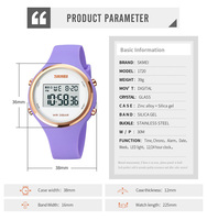 Jam Tangan Digital SKMEI 1720 Anak-Anak untuk Olahraga Luar Ruangan, Stopwatch, Alarm, Multifungsi, LED, Tali Silikon, Unisex