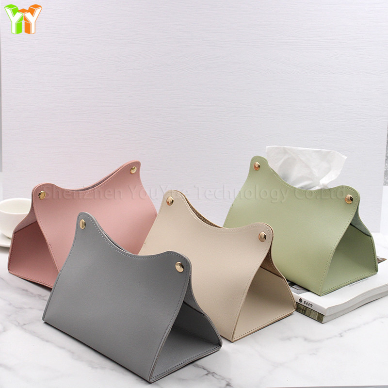 2022 ready to ship  Rectangular Tissue Box Cover  Facial  Organizer PU Leather Tissue Box Holder  for Bedroom