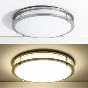Modern Style 10inch 12inch 18W 24W Double Ring Metal Frame Design Round LED Ceiling Light 5CCT Available 50000 Hours Lighting