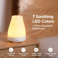Diffuseur d'huiles essentielles en verre de 100 ml, humidificateur ultrasonique aromatique avec lumières LED 7 couleurs, arrêt automatique, pour table, pour chambres à coucher
