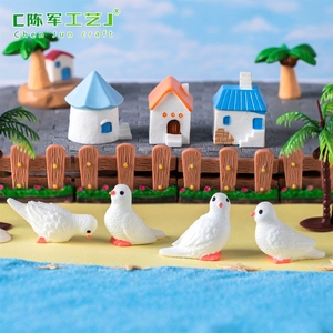 Accesorios de decoración para paisajes en miniatura: casa de villas con micro-paisaje, isla, árbol de coco, <span class=keywords><strong>playa</strong></span>, plato y pequeños adornos. - Product Image 2