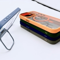 Coques de téléphone portable personnalisées, magnétiques, colorées, transparentes, en TPU+PC+Métal, antichoc, avec charge sans fil, support de caméra caché