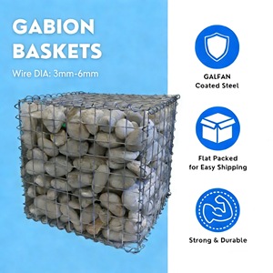 Gabion carré en fil de fer galvanisé à chaud 2x1x1M, maille soudée pour mur de soutènement, pliable - Product Image 6