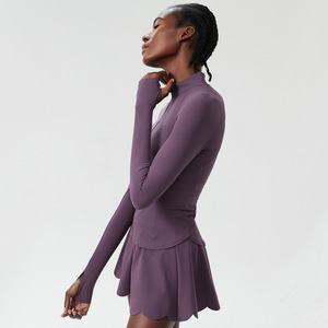 Vêtements de sport Aoyema, ensemble de vestes zippées pour le fitness, soutien-gorge à manches longues de 3 pièces, vêtements de sport, jupe, vêtements d'entraînement, ensembles de gymnastique pour femmes - Product Image 5