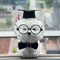 Kunstmatige schuimrozenbloem hond Bichon Maltese, eeuwig geconserveerde puppy Valentijnsdag romantisch cadeau groothandel