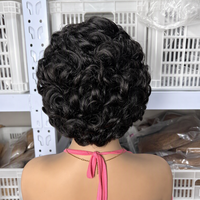 Perruque Bandeau Cheveux Humains Courts Bouclés Noir Jais Sans Colle Sans Lacet Prête à Porter Style Protecteur pour Femmes Vente en Gros