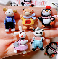 100 pièces de cabochons en résine à dos plat, motifs animaux de dessin animé (ours, lapin, pingouin), faits à la main, accessoires pour Noël, Pâques, scrapbooking et artisanat DIY