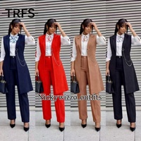26 Nouveaux ensembles décontractés pour femmes : chemise blanche, pantalon long et veste, trois pièces, couleur contrastante, velours haut de gamme anti-plis