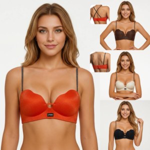 <span class=keywords><strong>Soutien</strong></span>-<span class=keywords><strong>gorge</strong></span> invisible push-up en maille orné de strass sans armatures pour femme - Product Image 5