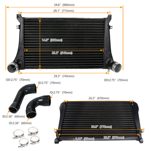 70MM競技用インタークーラー VW MK7 GTI ゴルフR VAG 1.8T 2.0T 8V <span class=keywords><strong>A3</strong></span> S3用 (ブラック) - Product Image 2