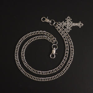 Dark Pentagram <b>Cross</b> Pendant Double <b>Chain</b> Metal Pants <b>Chain</b> Retro Gothic Style Hip Hop Punk Trendy Daily Wear Tibetan Silver - Product Image 4