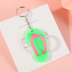 Porte-clés promotionnel personnalisé en PVC souple 3D, mini tongs mignonnes, breloques pour porte-clés - Product Image 3