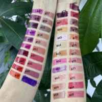 Vente en gros de rouge à lèvres liquide mat 80 nuances, longue tenue, imperméable, vegan, marque privée, couleur à lèvres, logo personnalisé OEM