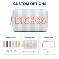 DICHOS Trousse de Maquillage Rayée Bicolore, Sac de Voyage Portable pour Articles de Toilette, Sac de Rangement Octogonal à Large Ouverture Verticale