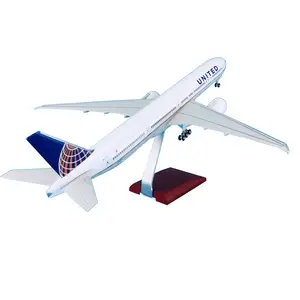 47cm 1/158 Escala United Airline Boeing 777-300 ER Resina Aircraft Modelo com trem de pouso
