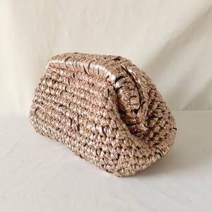 涤纶金属色钩针编织女式日用手拿包时尚优雅纯手工针织手袋翻盖式闭合中国大陆 - Product Image 4