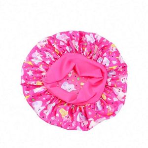 Bonnet de nuit en satin imprimé motif cheval de dessin animé pour enfants, avec large bande, usage quotidien, unisexe, toutes saisons, ajustable, vente en gros - Product Image 5