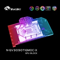 Bykski N-GV3090TIGMOC-X 3090TI Carte graphique avec tête de refroidissement par eau et effet d'éclairage RVB, accessoire de refroidissement liquide pour ordinateur