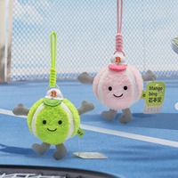 Porte-clés en peluche Balle de tennis Visage souriant Breloque de sac Mignon Kawaii Doux et câlin Vente en gros Personnalisé OEM ODM