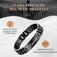 Bracelet Homme Simple Réglable en Or 18 Carats Étanche Personnalisable avec Nom, Bracelet Santé en Acier Inoxydable pour Hommes